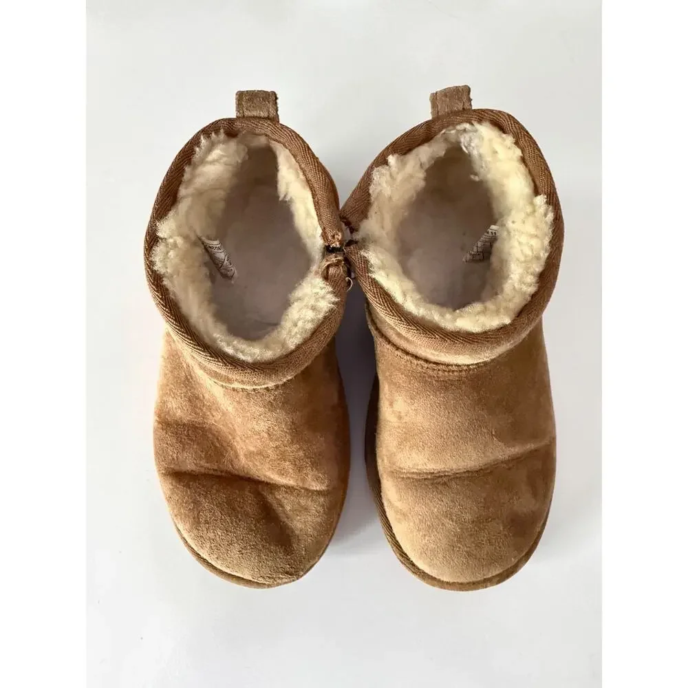 UGG Classic Ultra Mini Toddler Boots Chestnut Suede Size 12